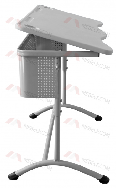 Школьный двухместный стол с наклонной пластиковой столешницей ШСТ16, серый